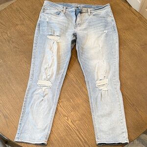 Original Use Womens Light Blue Distressed Jeans